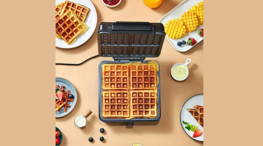 Yabano Belgische wafelijzer met 4 plakjes